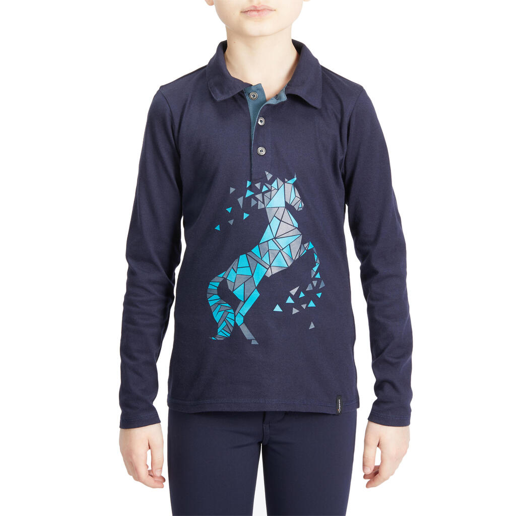 Reit-Poloshirt Kinder Mädchen langarm - 100 grün