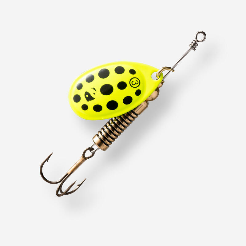 Cucchiaino rotante pesca spinning WETA #3 giallo a pois neri