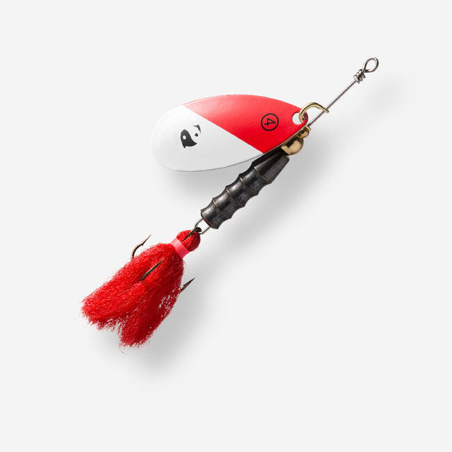 LURE FISHING SPINNING SPOON WETA F #1 - GOLD RED DOTS - Fluo sunflower, Red  - Caperlan - Decathlon