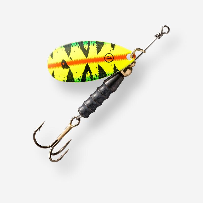 Cucchiaino rotante pesca spinning WETA #4 giallo a pois neri