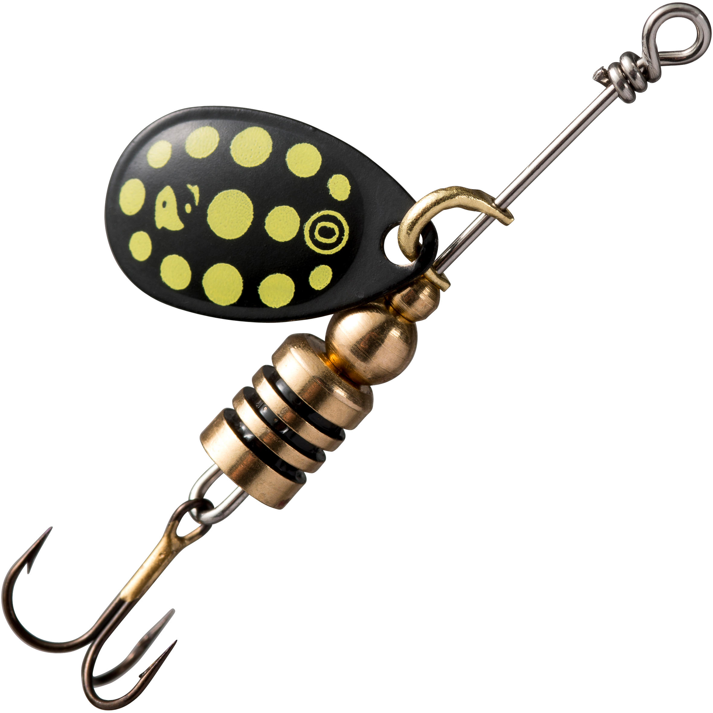 WETA + #0 BLACK YELLOW DOTS PREDATOR FISHING SPINNER 1/4