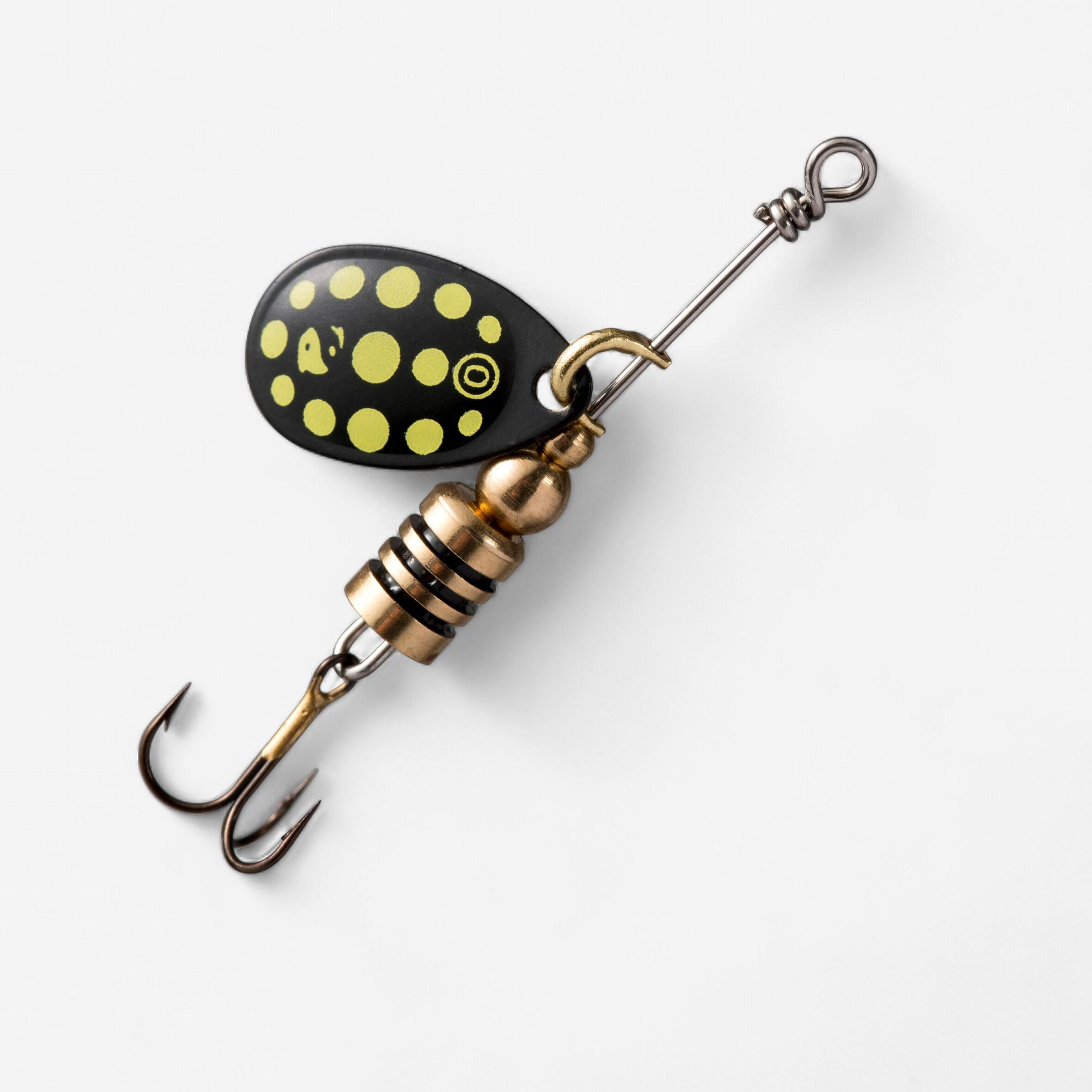 WETA + #0 CUCCHIAIO DA PESCA CARNIVORO SPINNING NERO GIALLO PUNTINI