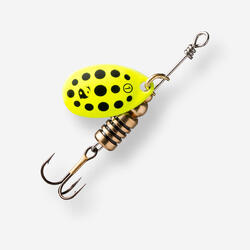 CUILLER TOURNANTE PÊCHE DES CARNASSIERS WETA + _DIESE_1 JAUNE POINTS NOIRS