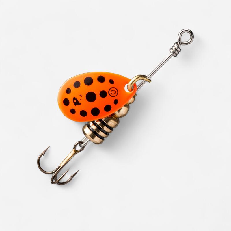 CUCHARILLA GIRATORIA PESCA DE DEPREDADORES WETA + Nº 0 NARANJA PUNTOS NEGROS 