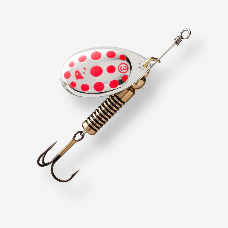 CUCHARILLA GIRATORIA PESCA DE DEPREDADORES WETA + Nº 3 PLATEADO PUNTOS ROJOS