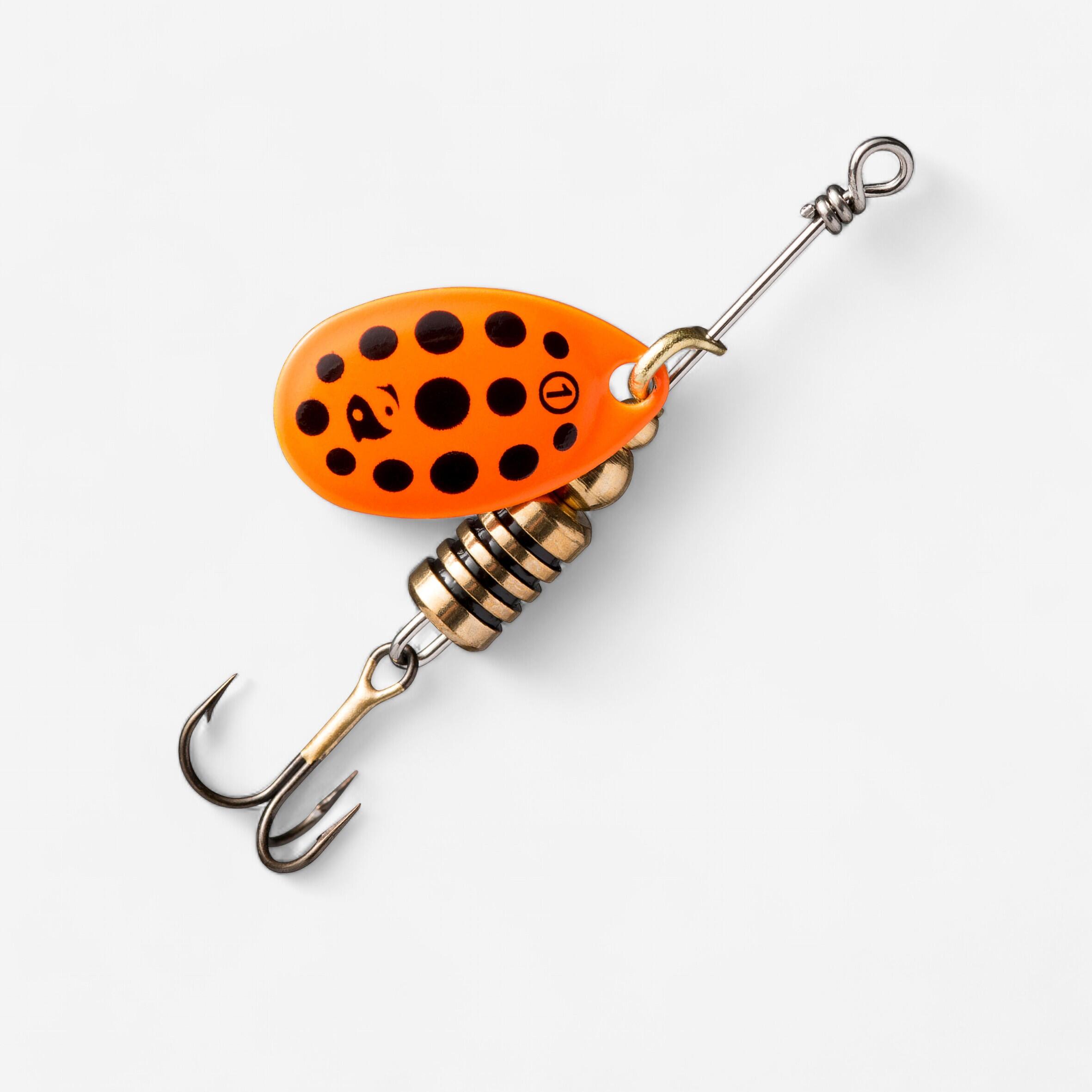 Decathlon | Cucchiaino girevole pesca WETA #1 arancione a pois neri |  Caperlan
