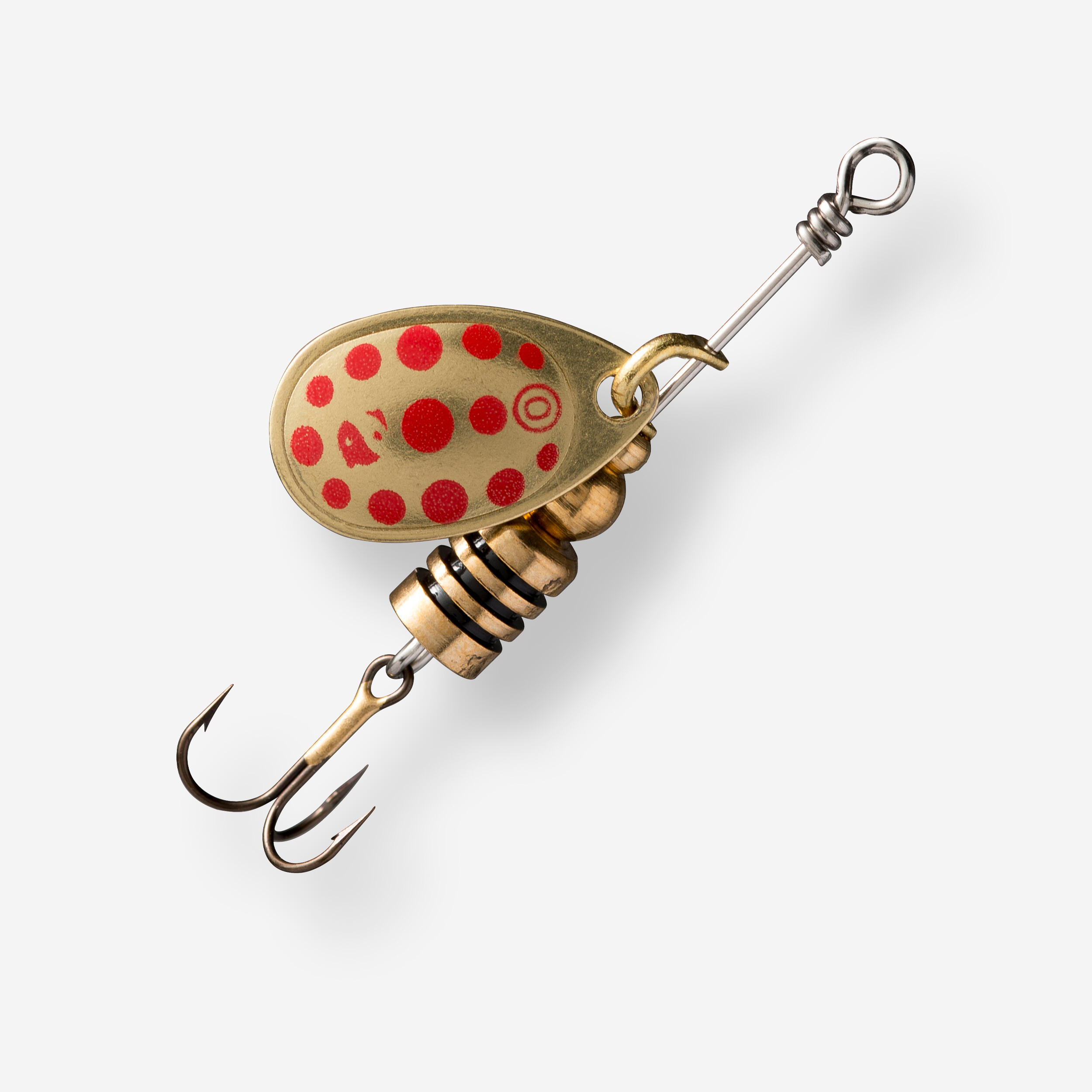 CAPERLAN Rotačný blyskáč na lov dravcov Weta + č. 0 zlatý s červenými bodkami okrová