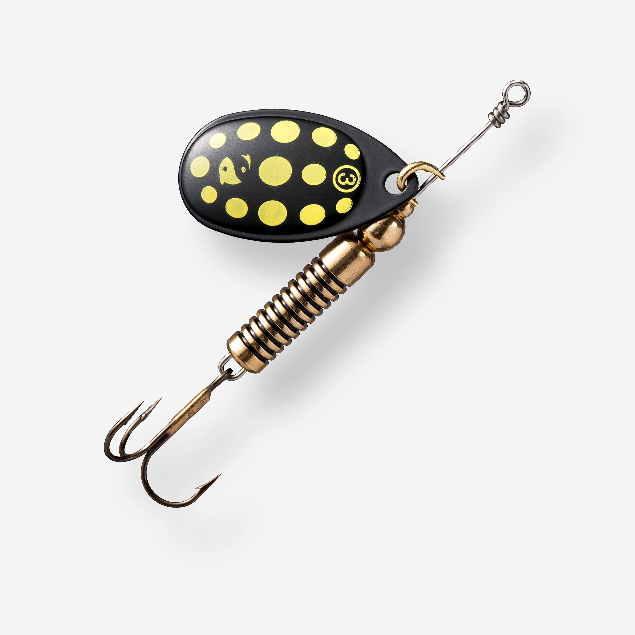 CAPERLAN WETA + #3 BLACK YELLOW DOTS PREDATOR FISHING SPINNER