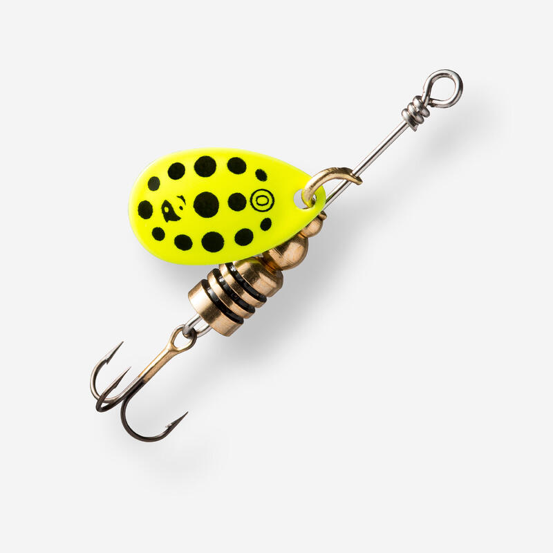 WETA + #0 körforgó villantó ragadozó halak horgászatához, sárga/fekete pöttyös