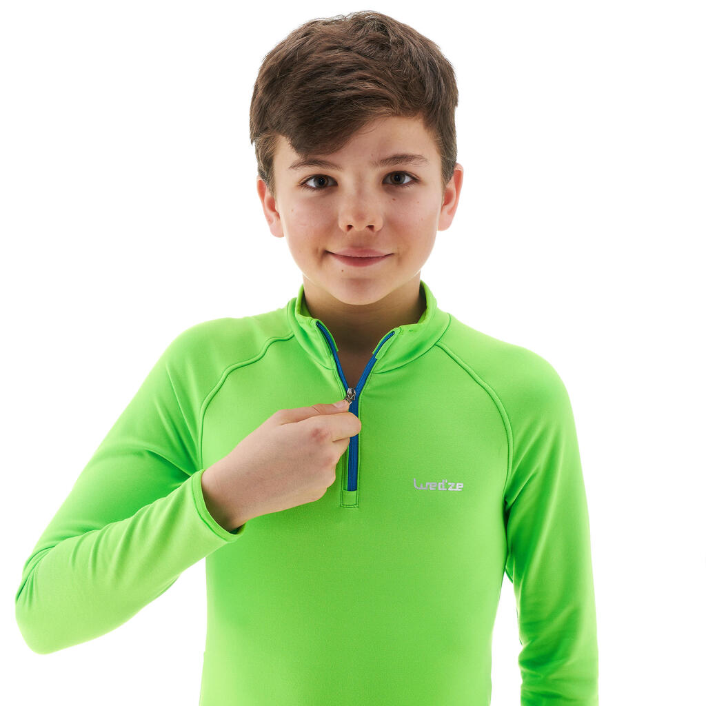 Kids’ Ski Base Layer Top FRESHWARM 1/2 Zip - Sea Green