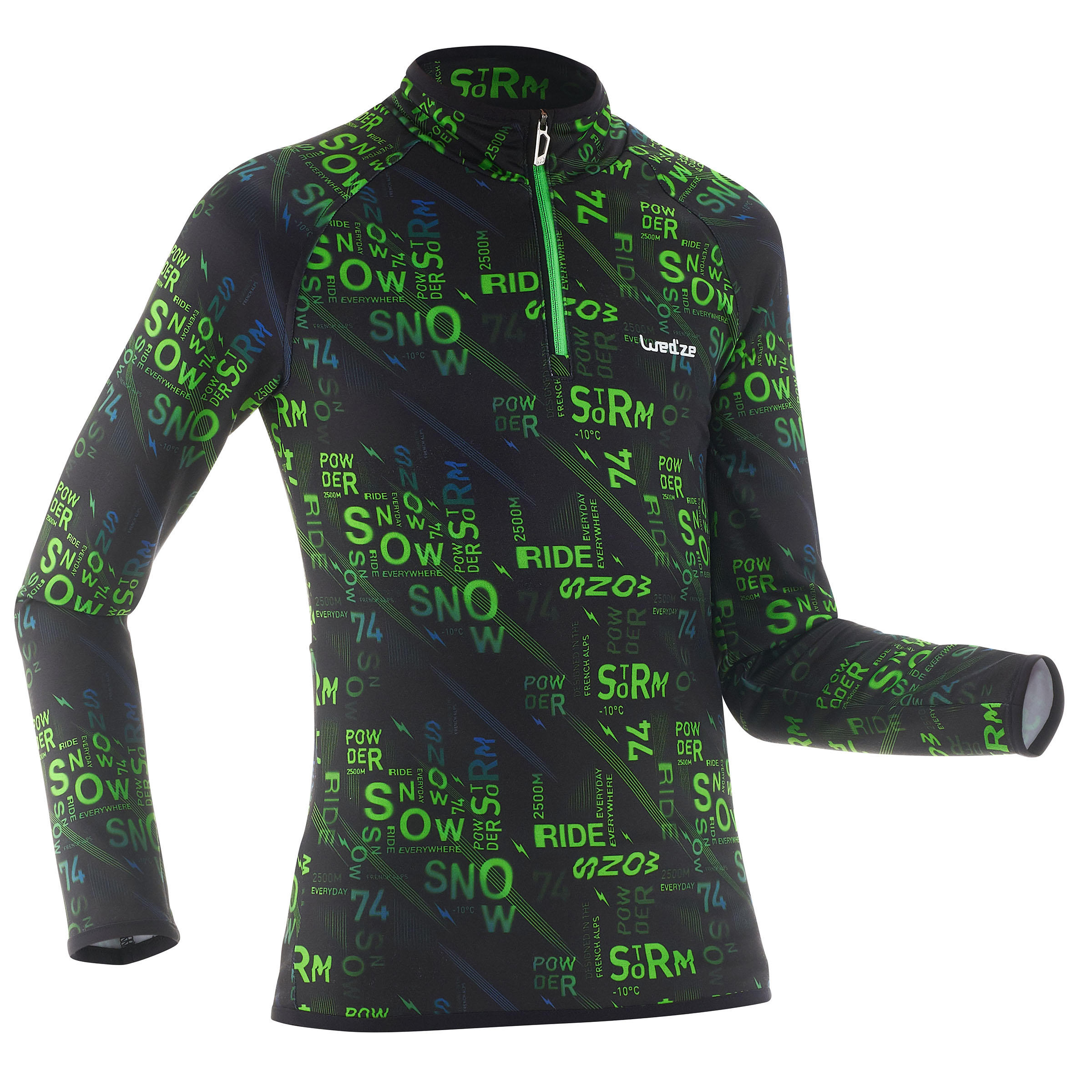 Sous-vêtement de ski enfant Haut Freshwarm 1/2 zip Graph - Wedze
