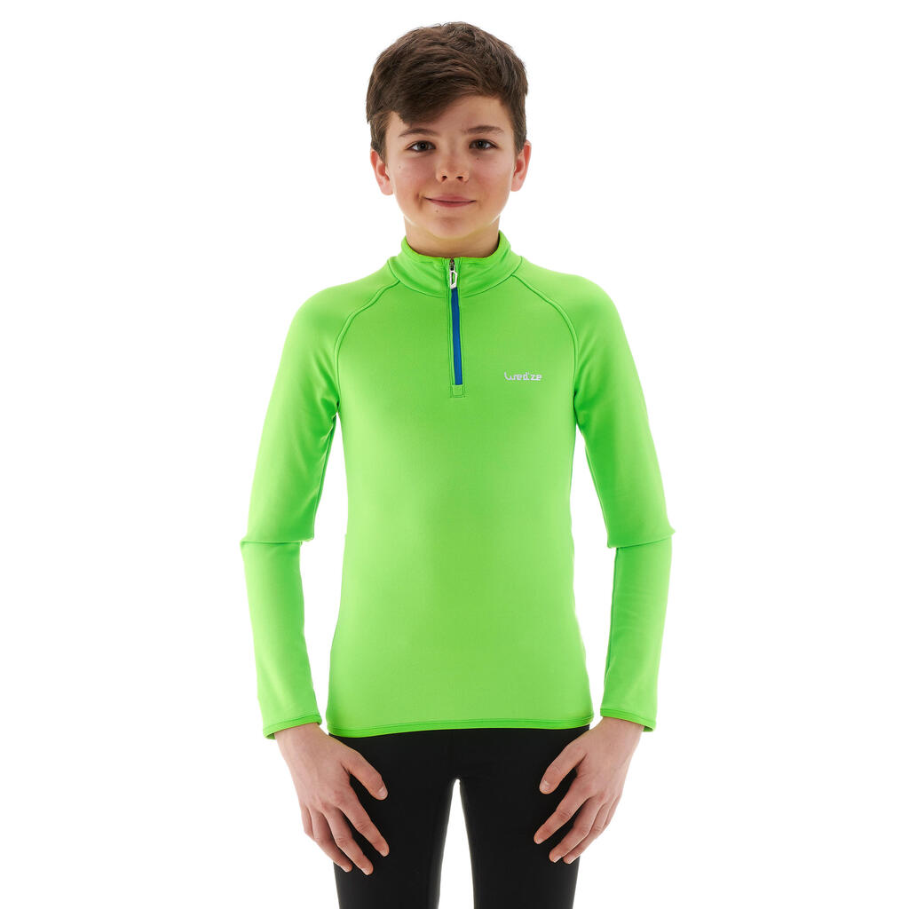 Kids’ Ski Base Layer Top FRESHWARM 1/2 Zip - Sea Green