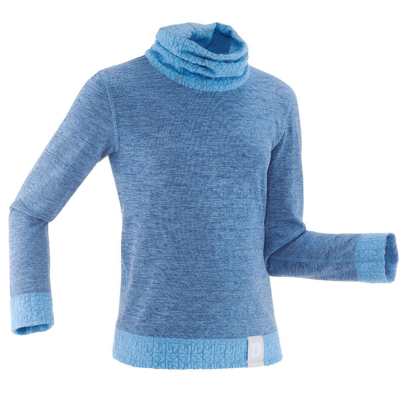 GIRL SKI BASELAYER & PULL Skiing - 2WARM JR BASE LAYER TOP - BLUE WEDZE - Ski Wear
