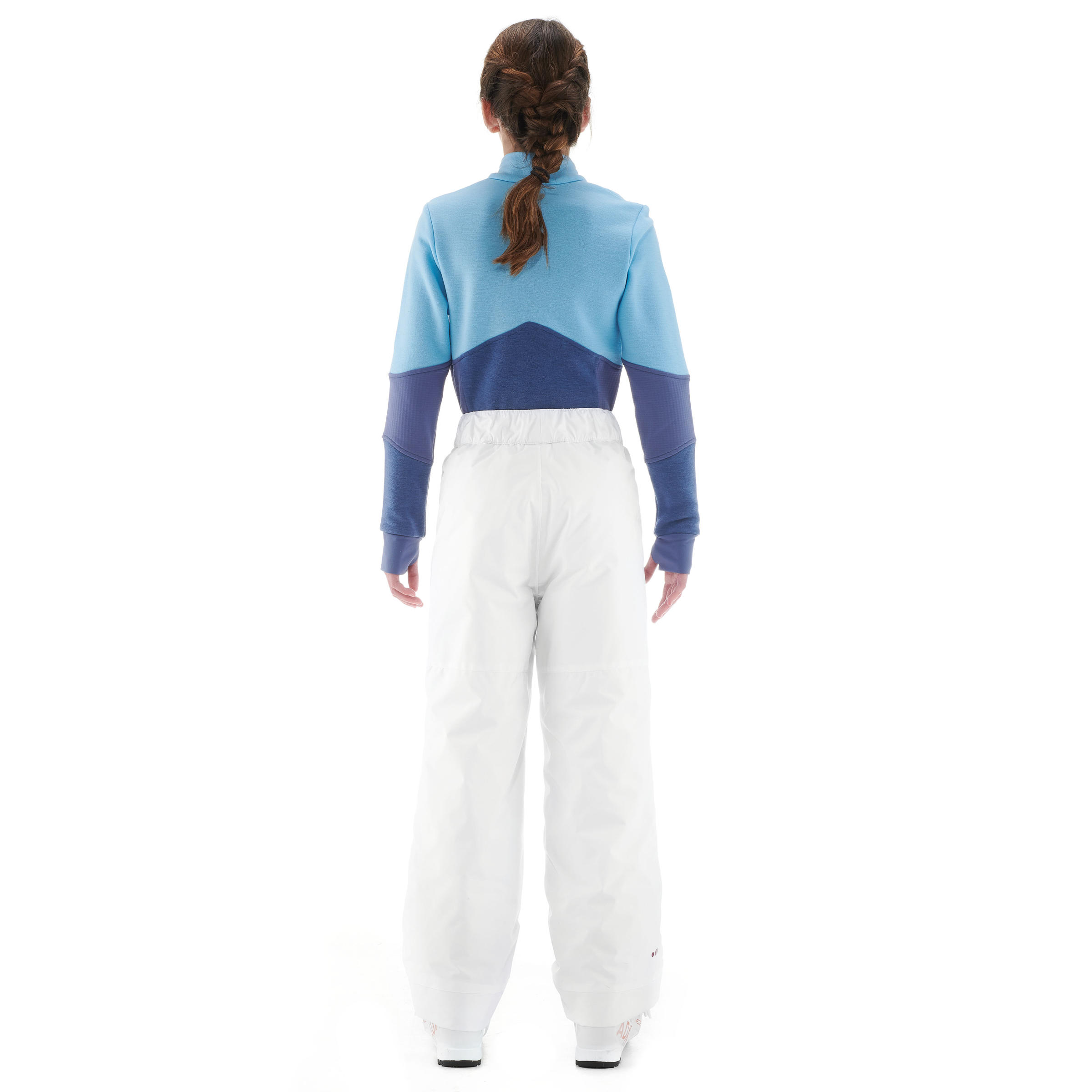 กางเกงขายาวเพื่อการเล่นสกีสำหรับเด็กรุ่น 100 (สีขาว) สกี/สโนว์บอร์ด สกี เลื่อน เสื้อผ้าเด็ก กางเกงกีฬาขายาว