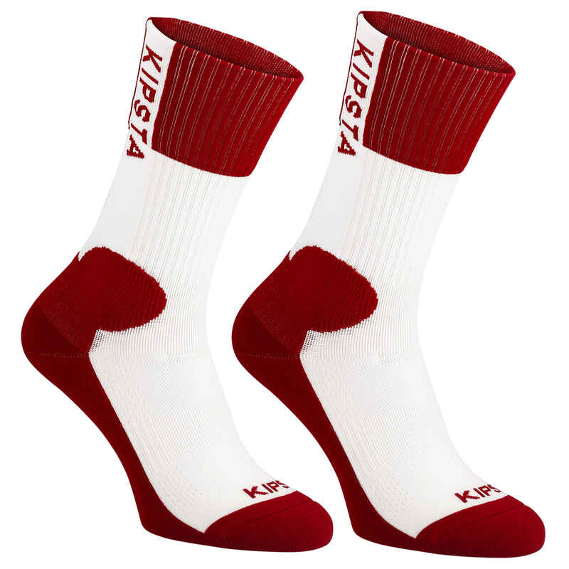 V500 Mid Volleyball Socks - White/Red