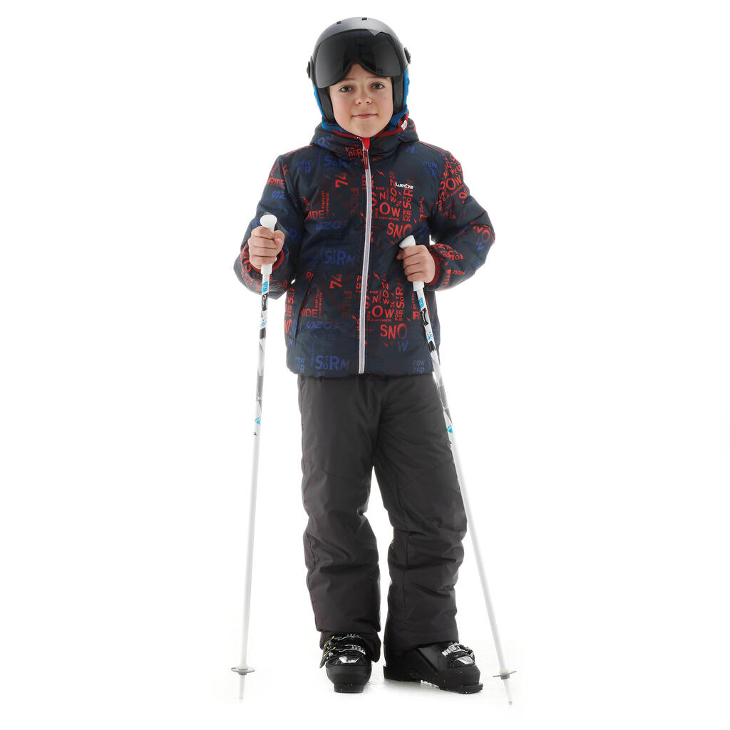 PANTALON DE SKI ENFANT 100 GRIS FONCÉ
