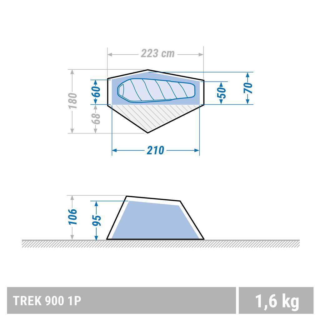 Ļoti viegls vienvietīgas telts zemes pārklājs “Trek 900”, oranžs