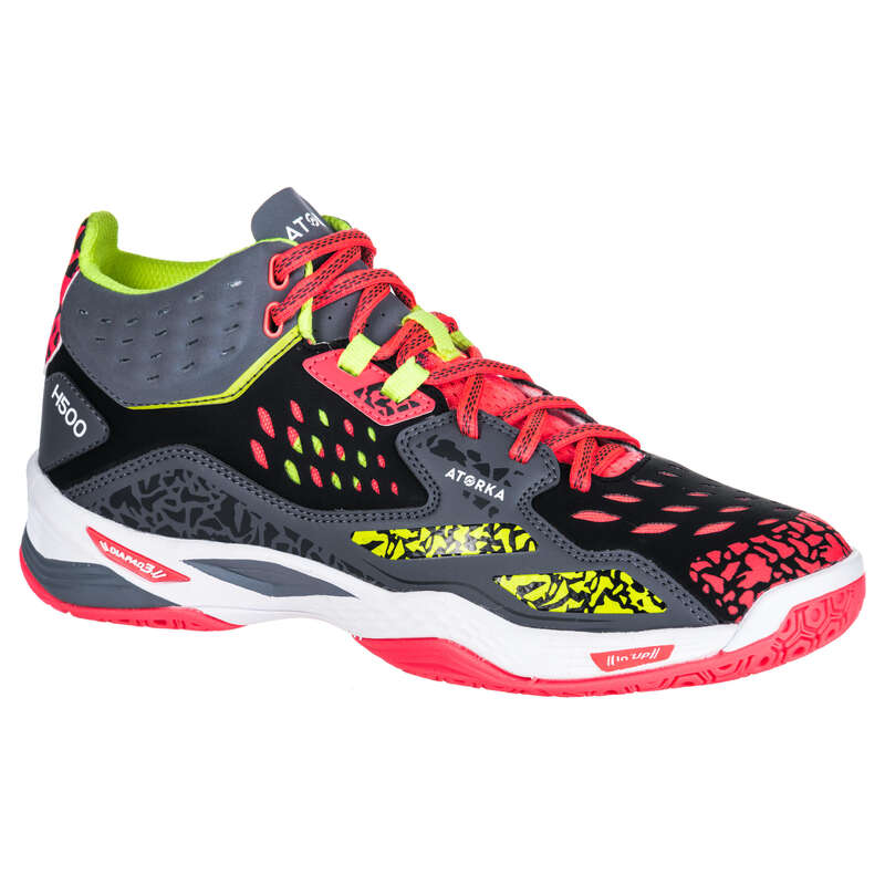 ATORKA H500 Adult Mid Handball Shoes Black/Yellow/Pink...