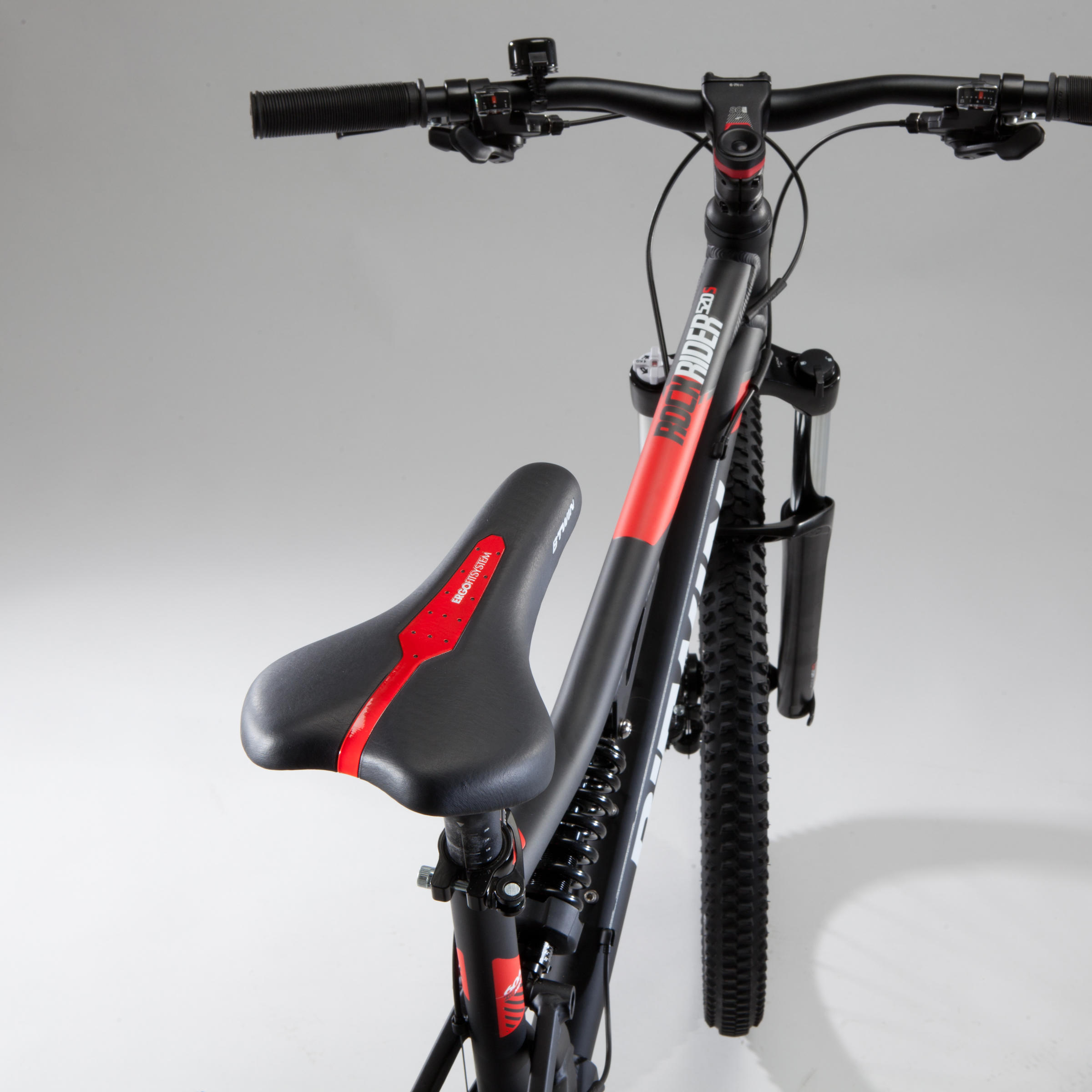 27.5 Inch MOUNTAIN BIKE FULL SUSPENSION ROCKRIDER ST 520 BLACK RED Decathlon