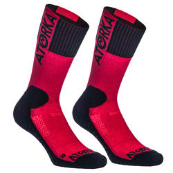 Chaussettes de handball adulte H500 rouge / noire