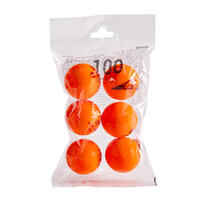 Set of 6 Foam Table Tennis Balls PPB 100 Silent - Orange