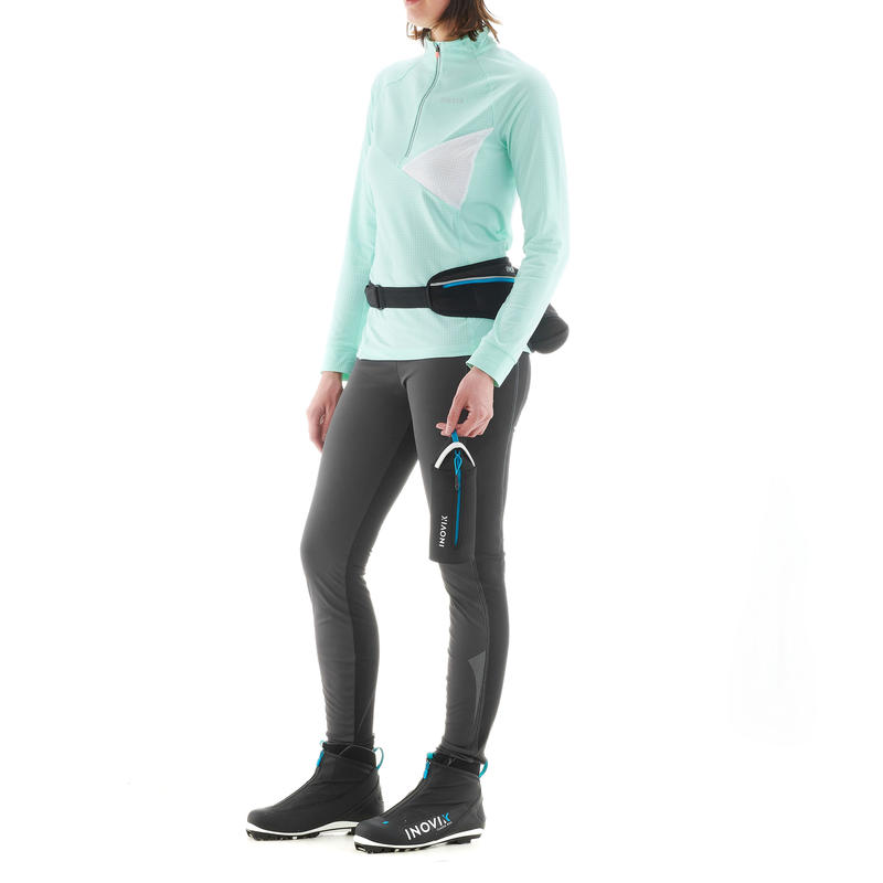 Women's CrossCountry Skiing Windproof black Tights XC S TIGHT 500