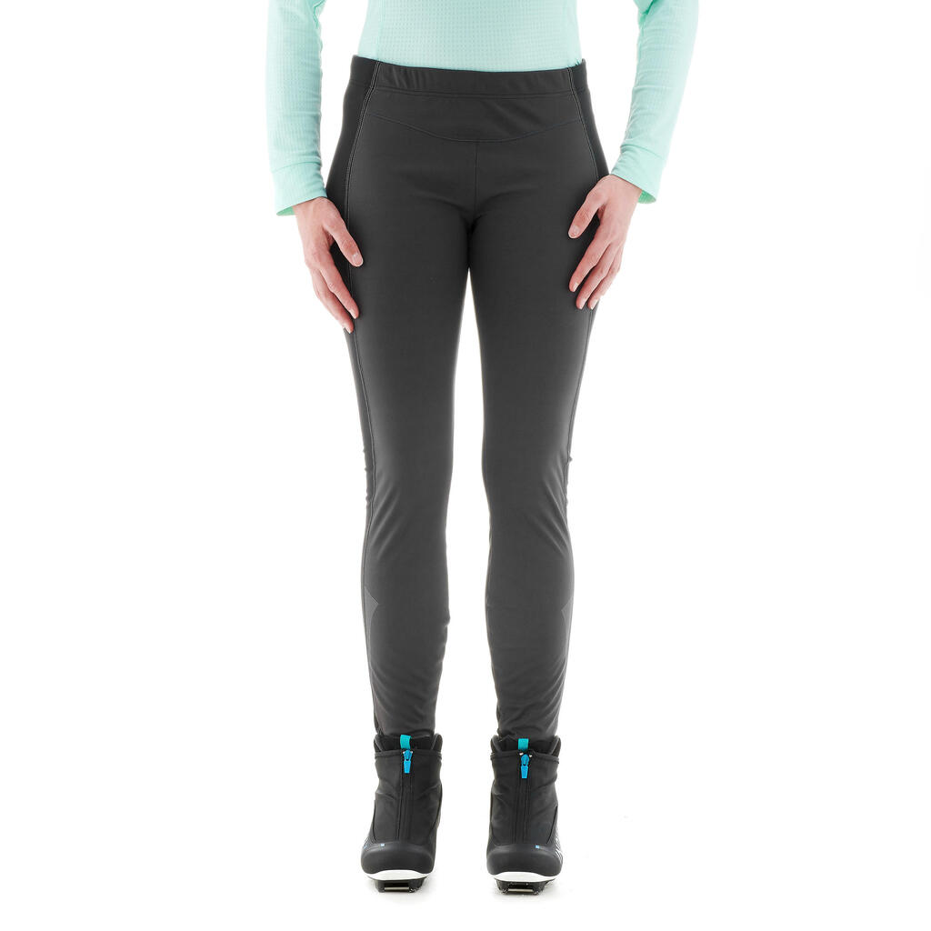 Women's Cross-Country Skiing Windproof black Tights XC S TIGHT 500