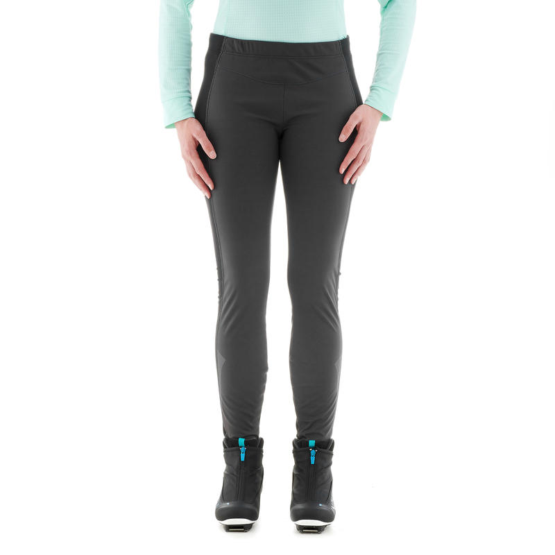 Women's CrossCountry Skiing Windproof black Tights XC S TIGHT 500