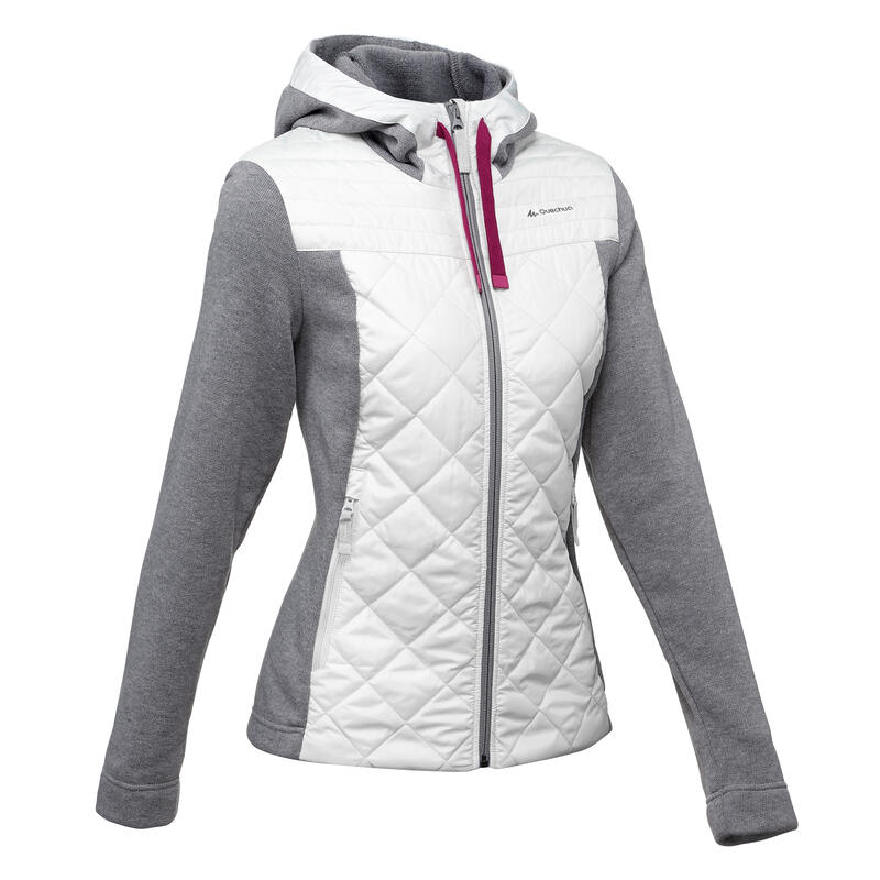 Chamarra de senderismo en la naturaleza mujer NH500 Hybrid gris claro Chamarra de senderismo en la naturaleza mujer NH500 Hybrid gris claro