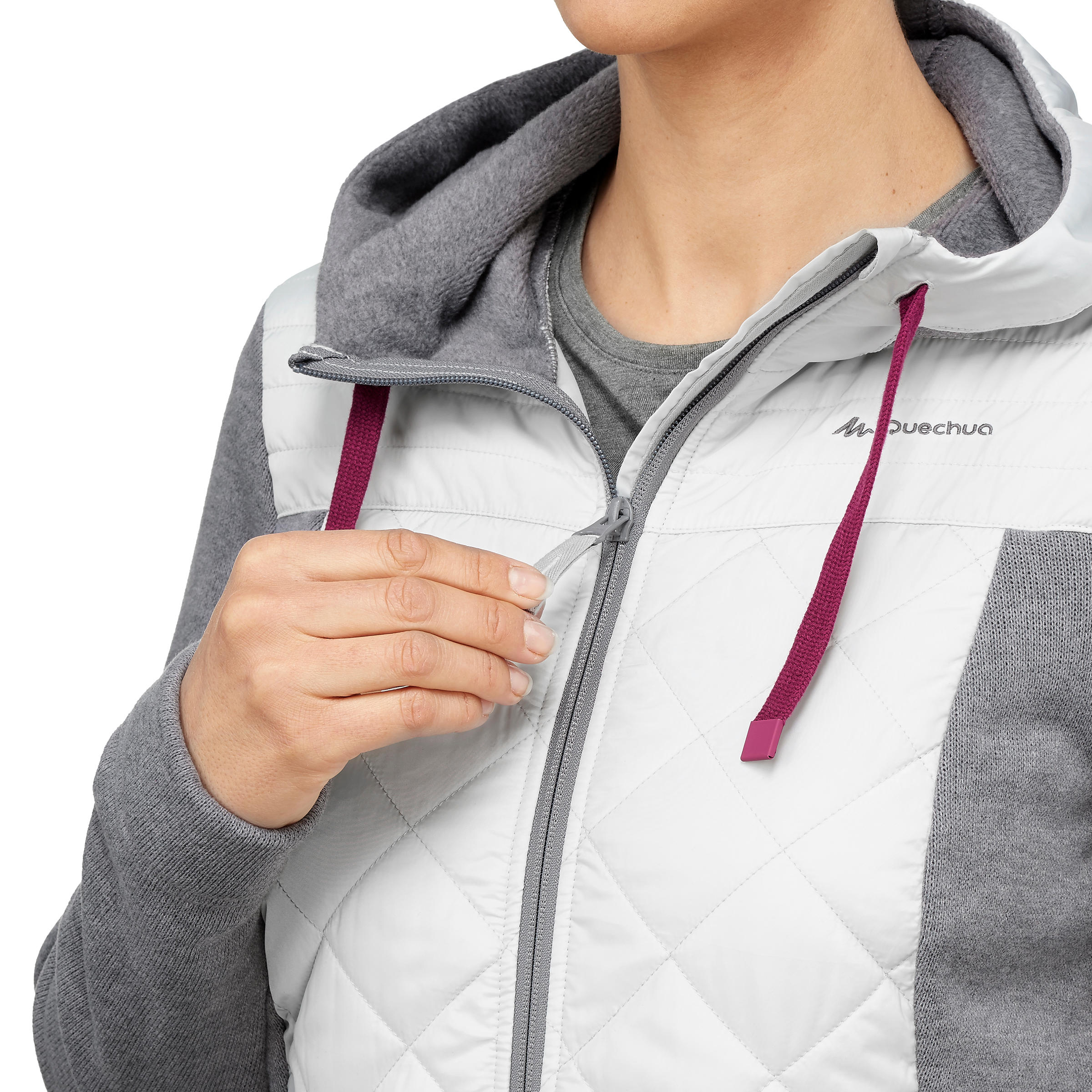 Sudadera con capucha de senderismo - NH100 Hybrid - mujer  3/5