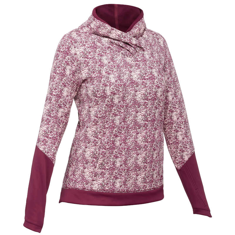 WOMEN NATURE HIKING JUMPERS/HOODIES Clothing - NH500 Women – Burgundy Print QUECHUA - Tops