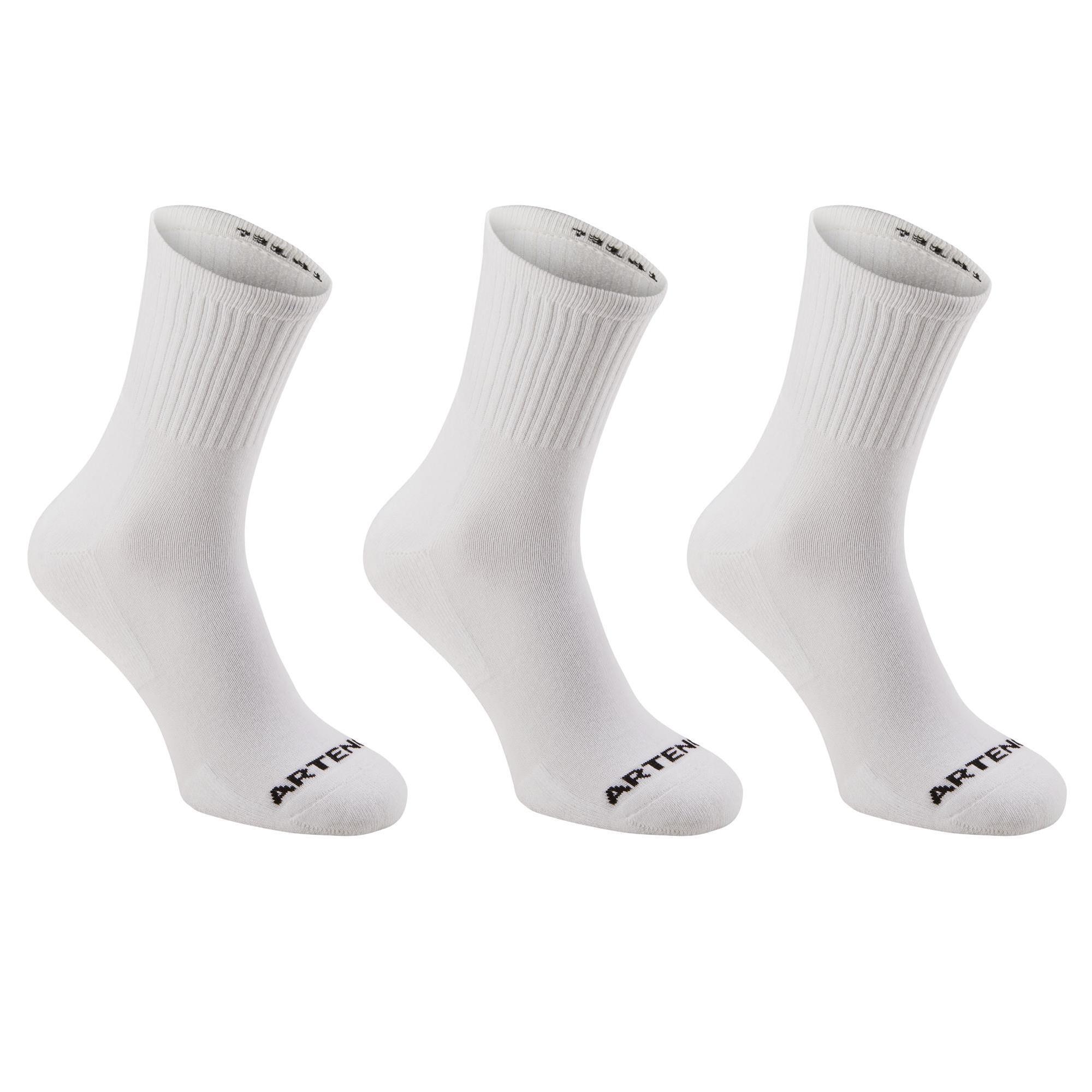 CHAUSSETTES DE TENNIS HAUTES RS 100 BLANCHE LOT DE 3 artengo