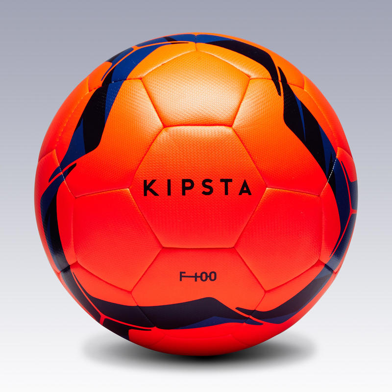 Ballon de football Hybride F100 taille 5 orange et bleu
