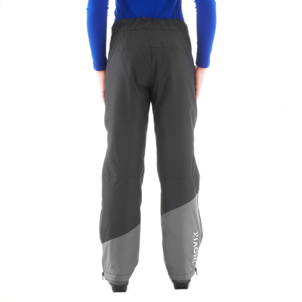 Sive tople dečje pantalone za kros-kantri skijanje XC S 100