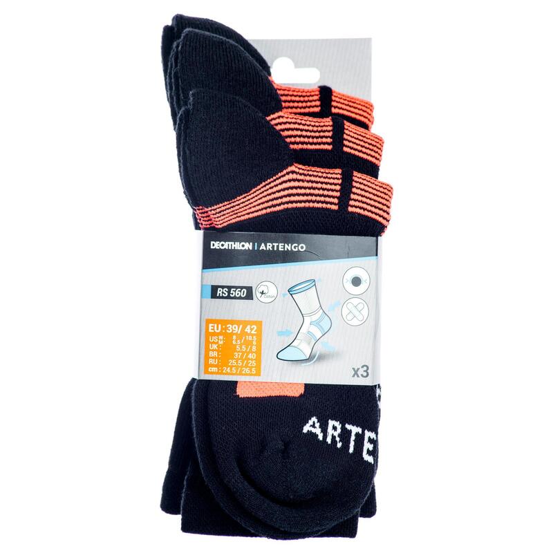 Tennissocken RS 560 High 3er-Pack schwarz/orange