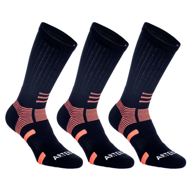 BAS DE SPORT HAUTES ARTENGO RS 560 NOIR ORANGE LOT DE 3 BAS DE SPORT HAUTES ARTENGO RS 560 NOIR ORANGE LOT DE 3