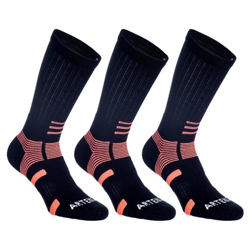 Set Şosete Lungi RS560 x 3 Negru-Portocaliu Adulți