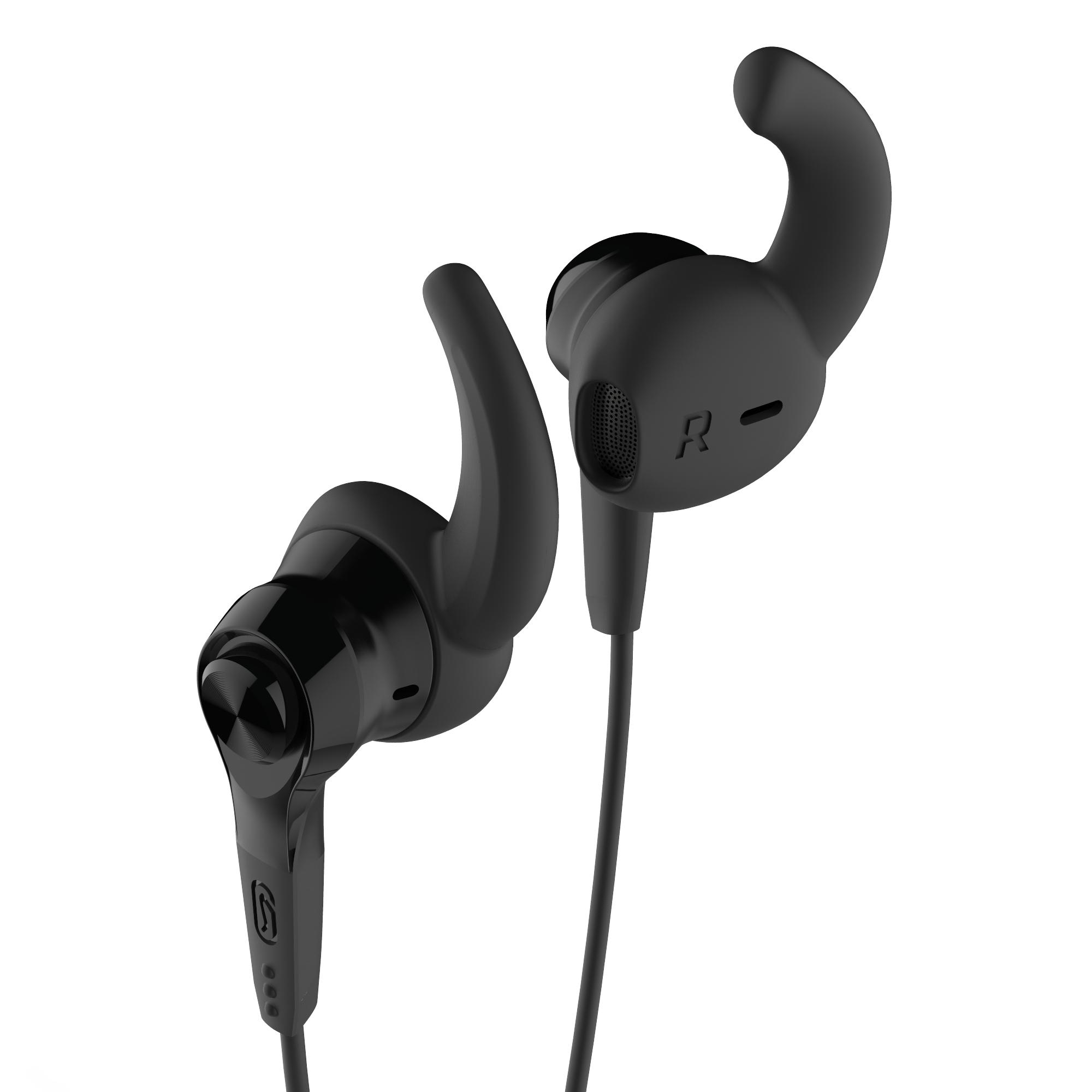 black and white earphones