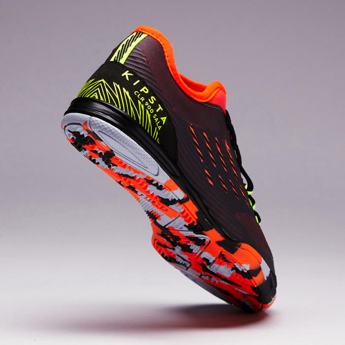 Zapatillas de fútbol sala júnior CLR 900 negro naranja Kipsta Decathlon