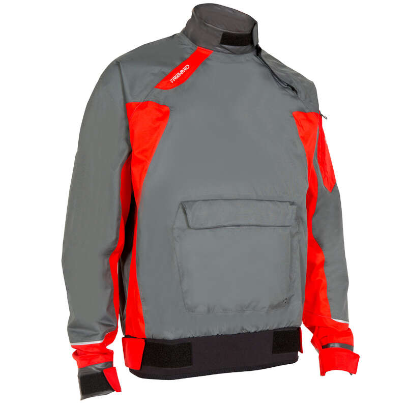TRIBORD DG500 adult dinghy sailing anorak grey/red