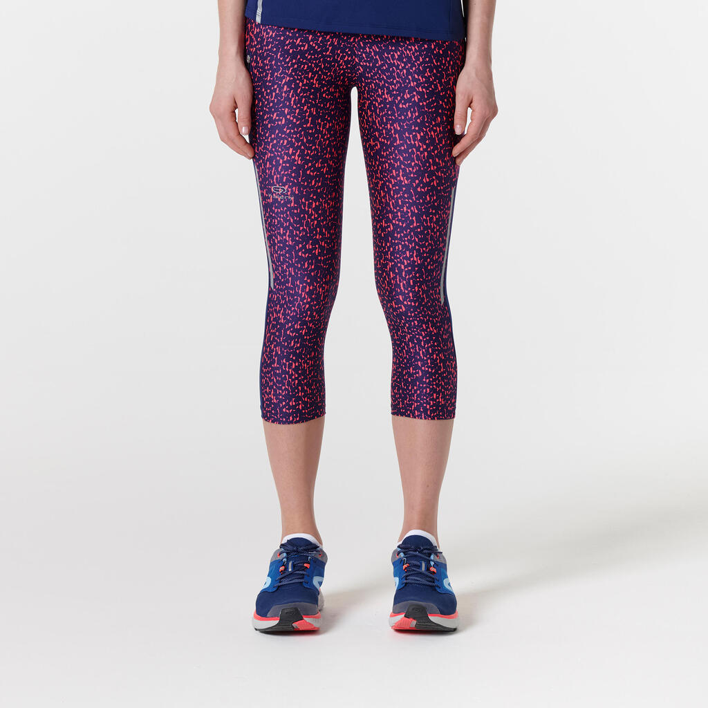 Laufhose Tights 3/4 Run Dry+ Damen blau/koralle