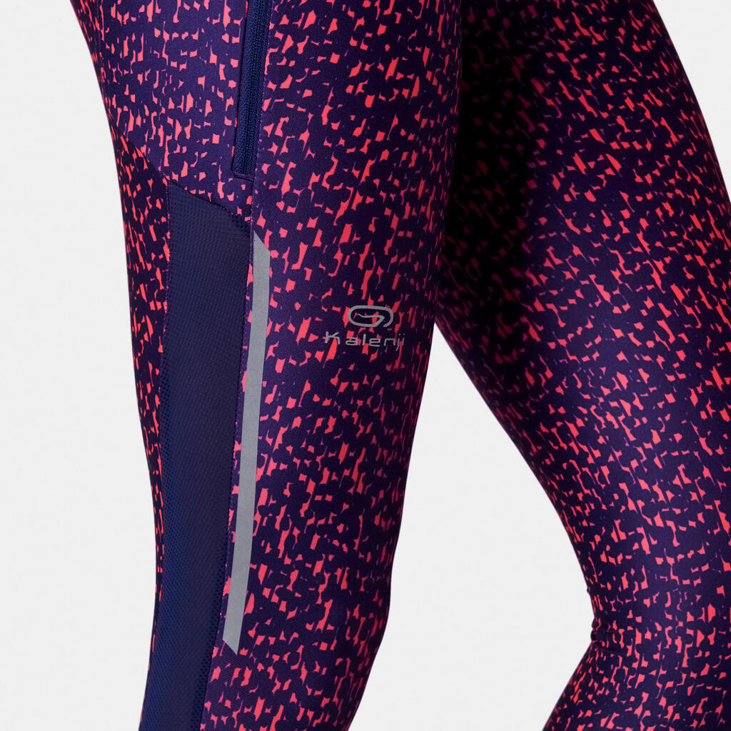 Laufhose Tights 3/4 Run Dry+ Damen blau/koralle