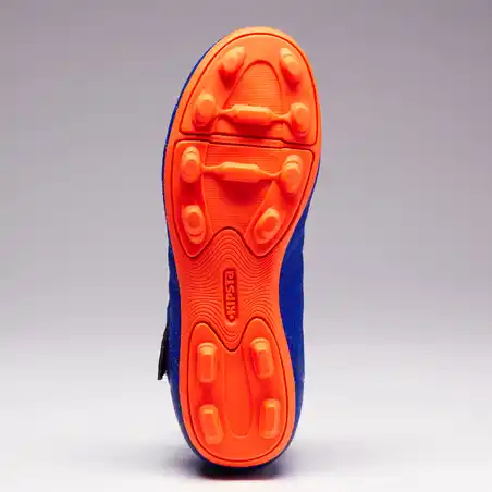 Sepatu Sepak Bola Velcro Lapangan Kering Agility 140 FG Anak-anak - Biru/Jingga
