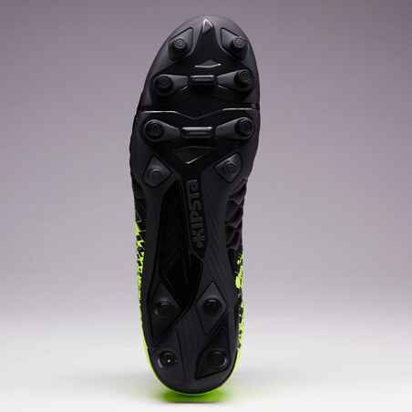 حذاء مرن طويل 500 FG للكبار لملاعب النجيل الصناعي- أسود/أصفر