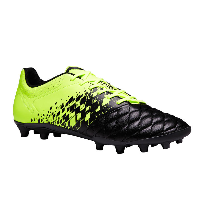 Tenis de fútbol para adulto terrenos secos Agility 500 FG negro amarillo Tenis de fútbol para adulto terrenos secos Agility 500 FG negro amarillo
