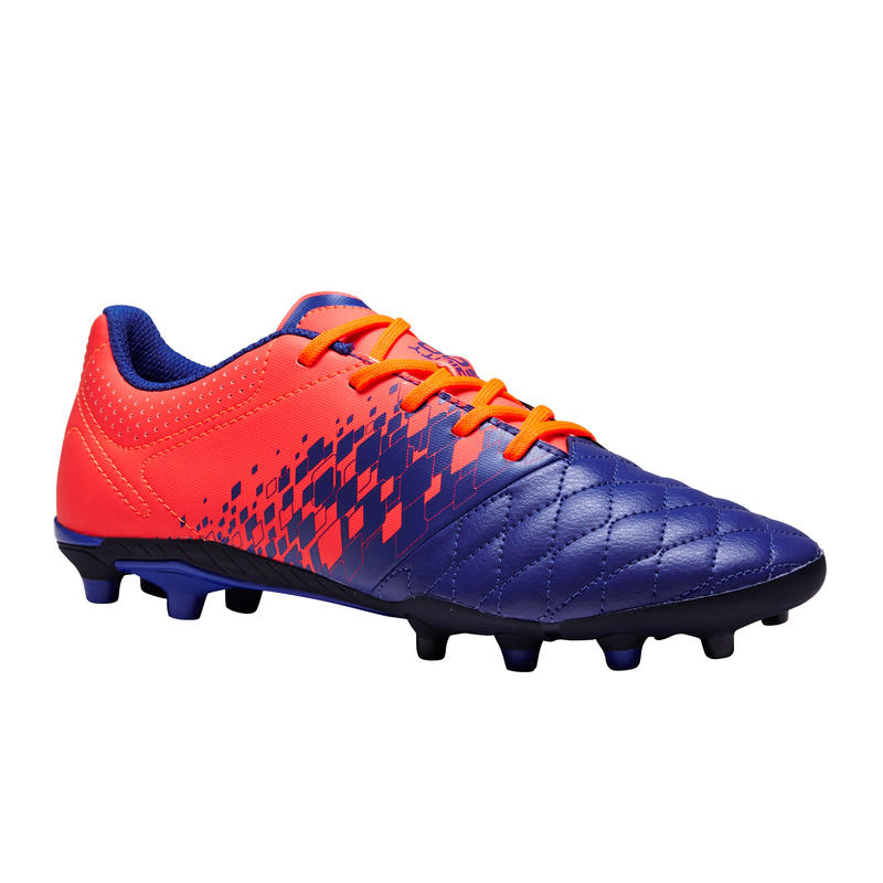 Agility 500 FG Kids' Dry Pitch Football Boots - Blue/Orange - Decathlon