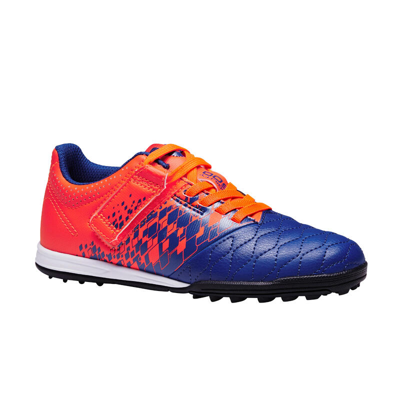 Chaussure de football enfant terrain dur Agility 500 HG scratch bleu orange