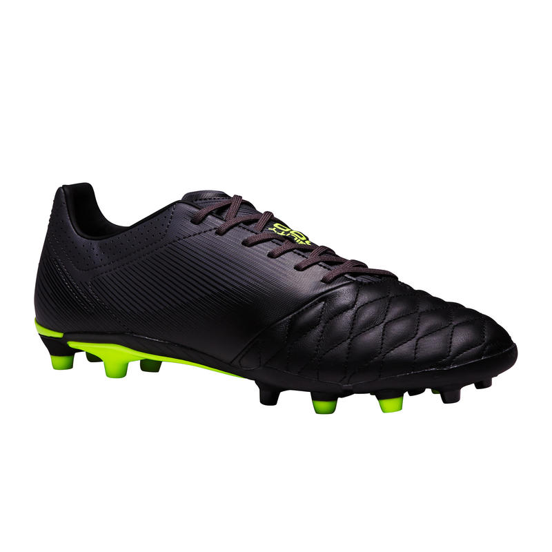 Chaussure de soccer adulte terrains secs Agilité 540 cuir FG noire grise jaune Chaussure de soccer adulte terrains secs Agilité 540 cuir FG noire grise jaune