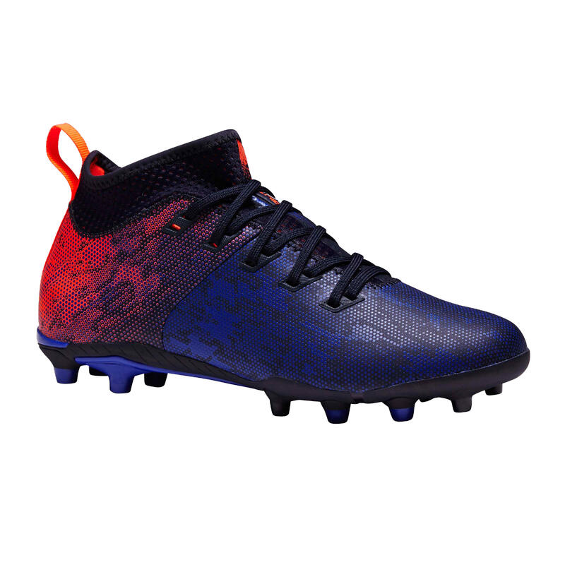 Chaussure de football enfant terrain sec Agility 900 FG bleu rouge