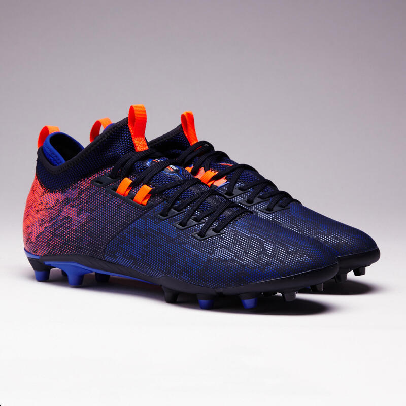 Chaussure de football adulte terrains secs Agility 900 Mid FG bleue orange